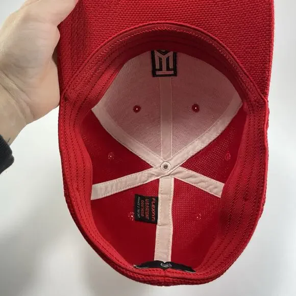Nike Golf TW Tiger Woods One Flex Fit Dri-Fit ADV Cap Hat M/L Red Stitched Logo - Picture 6 of 9
